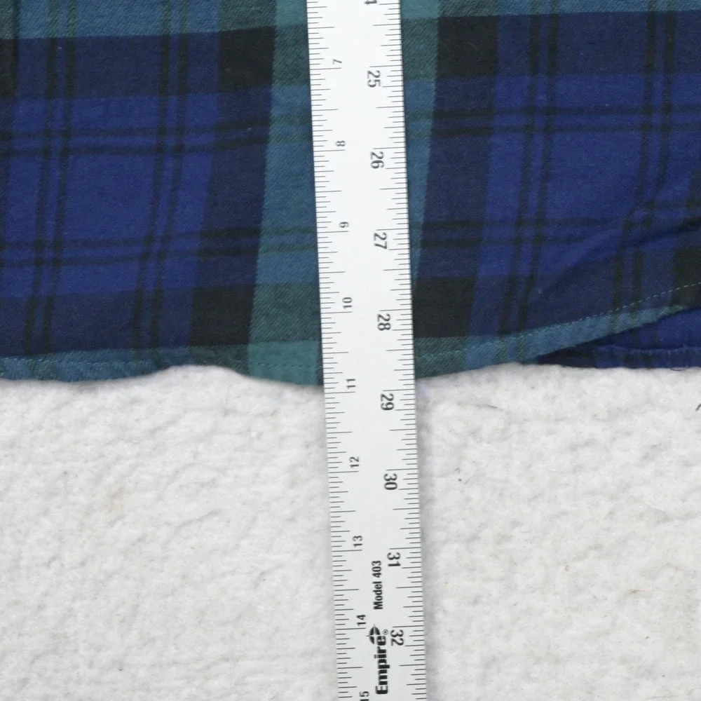 Magellan Outdoors Flannel Button Up Mens M Classic Fit Blue Green Plaid Pocket
